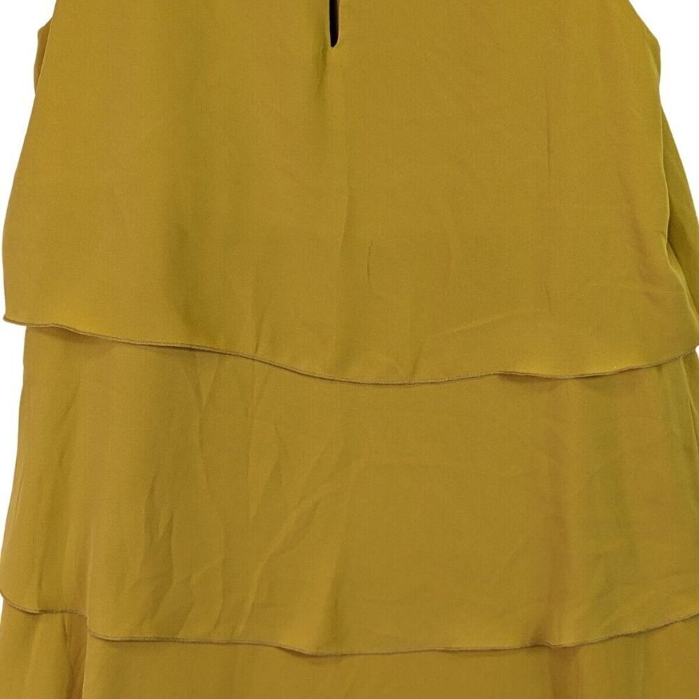 Banana Republic Women size 2 Tiered Lined Dress Mustard Sleeveless Pockets - Picture 12 of 13